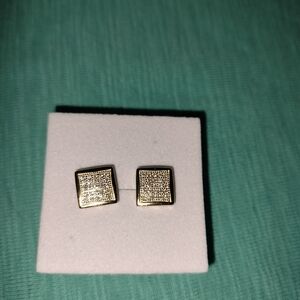 Textured Gold Square Stud Earrings